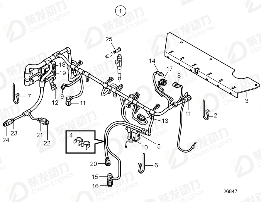 VOLVO Cable harness 21684607 Drawing